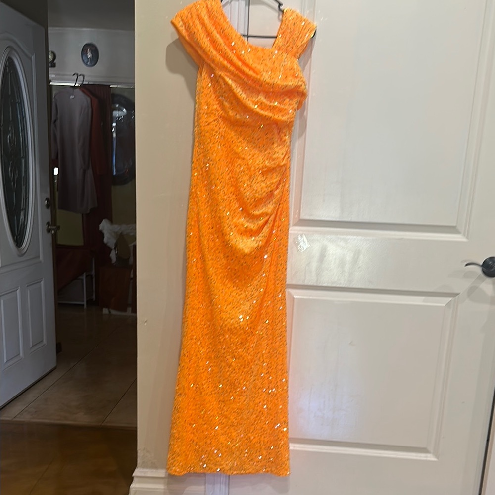 Elegant Orange Sequin Gown